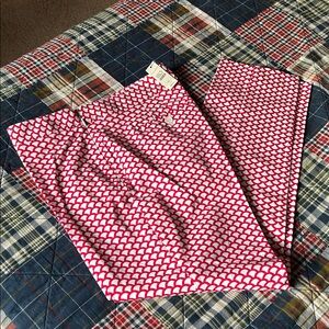 Talbots Red and White Geometric Cropped Pants